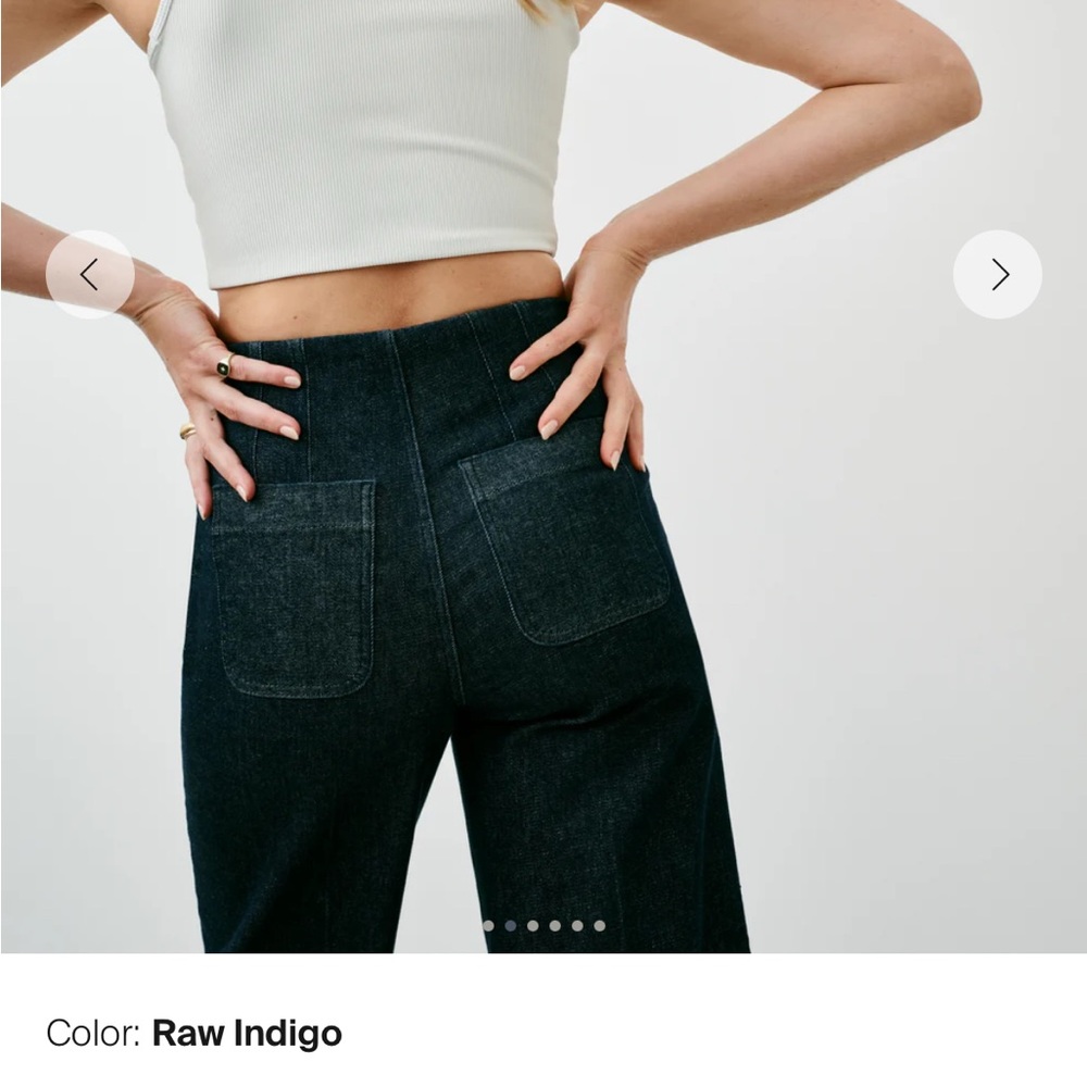 NWT Spanx Zero Waistband Cropped Women's Wide-Legged Jeans in Raw Indigo - 1X - Picture 2 of 6